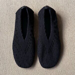 HEREU Spain Black Crochet Knit Woven Flats Size 38